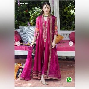 Farah Talib Aziz Magenta Indian/Pakistani Embroidered Dress - Size Small/Medium